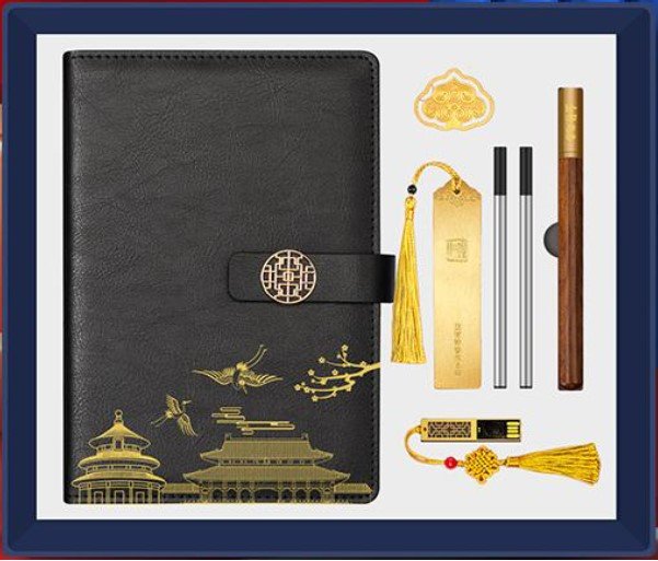 Notebook + cloud shape bookmark + bookmark with tassel + refill + pen + usb flash drive